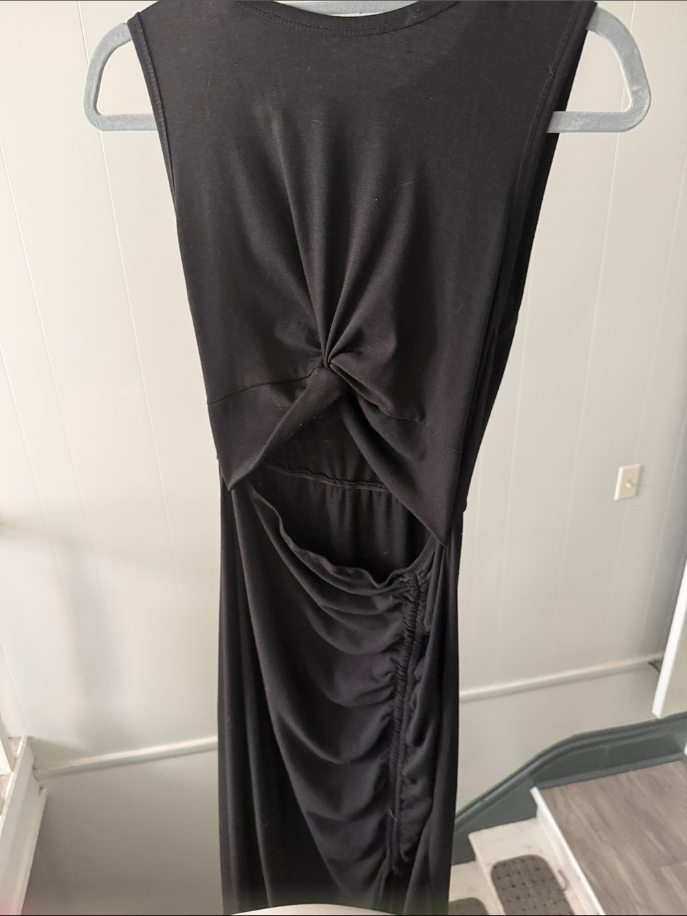Women’s Black Twist-Front Cutout Maxi Dress